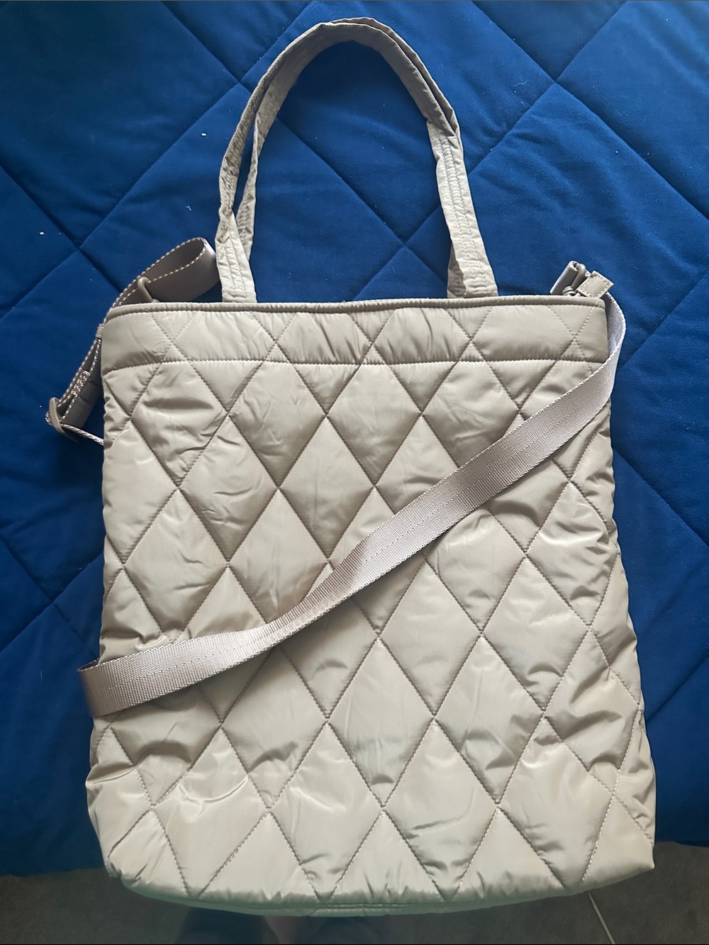 Vera Bradley Quilted Beige Tote with Crossbody Strap